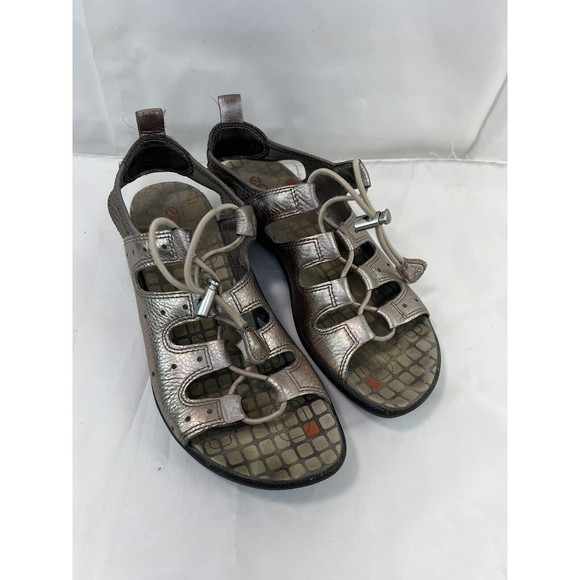 Ecco Jab Toggle Leather Metallic Slingback Sandals Sz 6 / 36  Woman’s Outdoor‎ - Picture 1 of 9